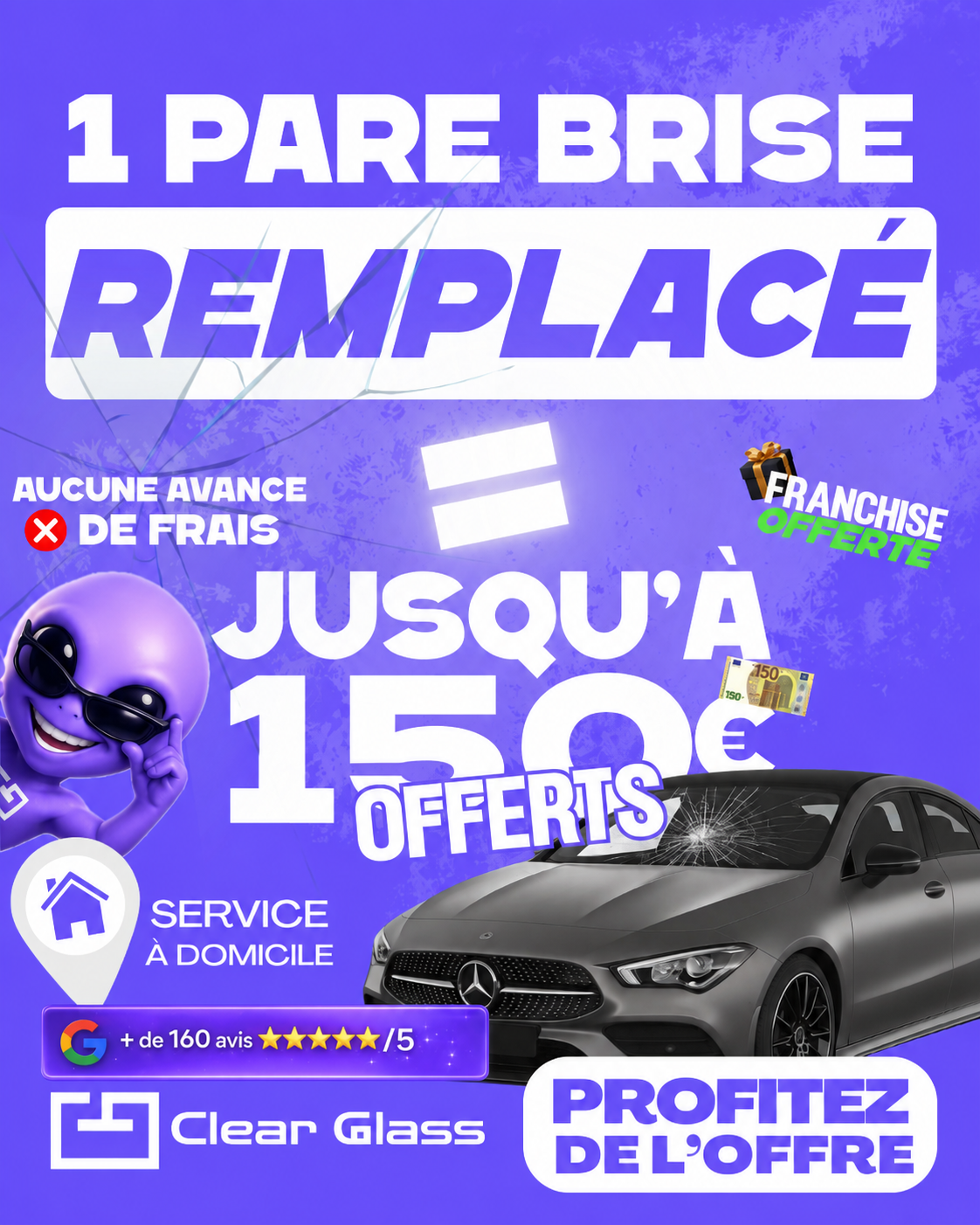 Affiche Clear Glass · Vitrage Auto 77